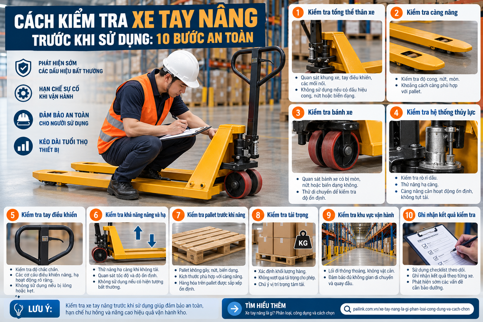 C&aacute;ch kiểm tra xe tay n&acirc;ng trước khi sử dụng