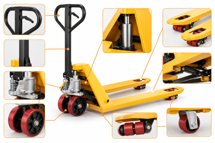 Cấu tạo xe nâng tay gồm những bộ phận nào?